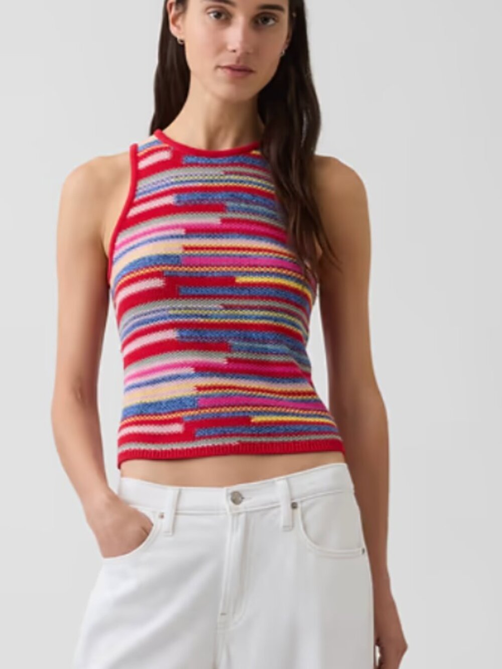 GAP 100% Cotton Stripe Crop Sweater Tank